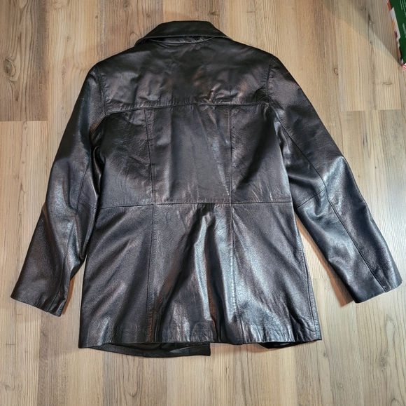 Colebrook & Co Womens 100% Leather Coat Large Black Blazer Jacket - Picture 6 of 10